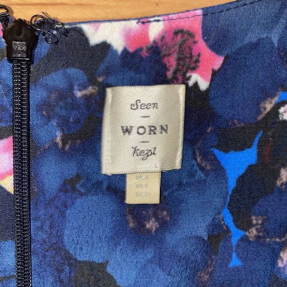 Anthropologie "Seen Worn Kept" Blue Floral V Neck Floral Wide‎ Leg Jumpsuit - 4 - Picture 11 of 14